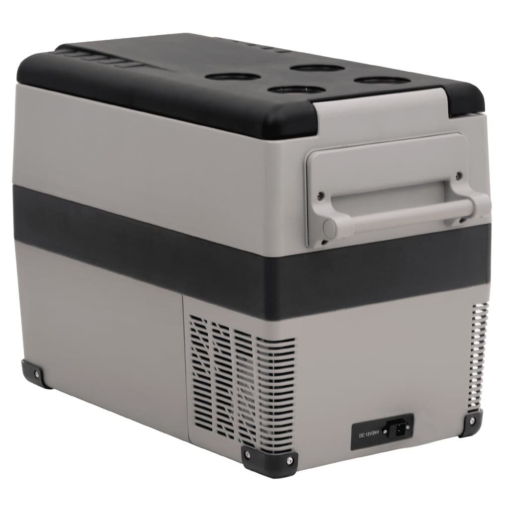vidaXL Kühlbox Kompressor Kühlbox mit Griff und Adapter Schwarz und Grau 35 L Camping
