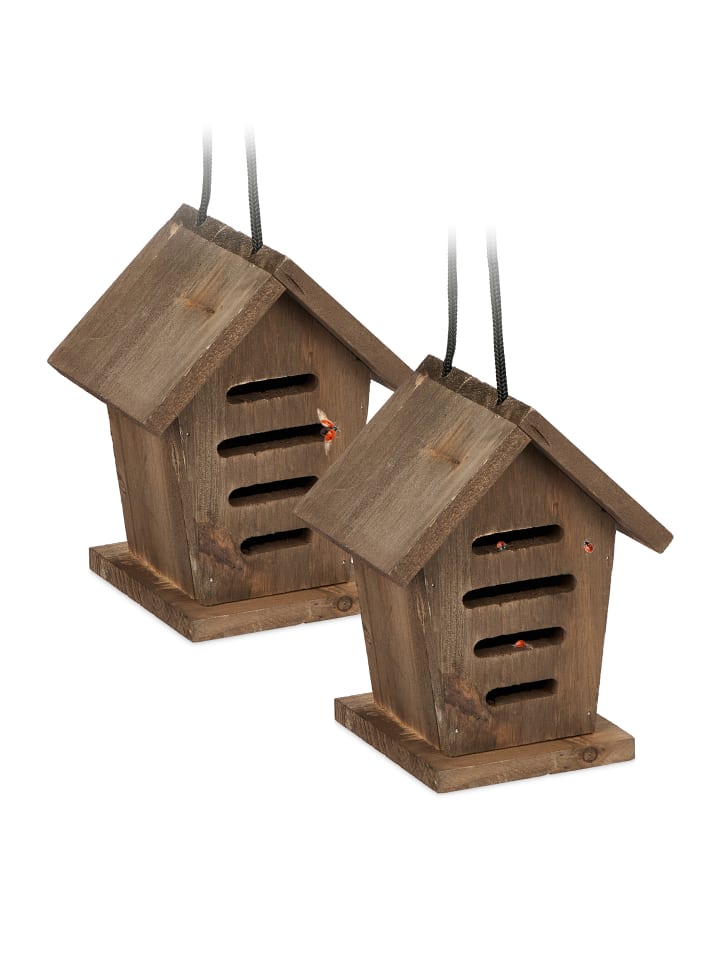 relaxdays 2 x Marienkäferhaus in Braun günstig kaufen onesize