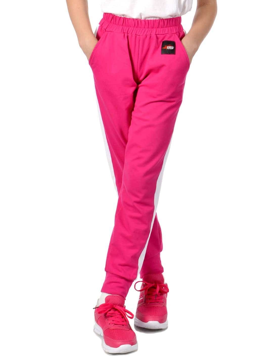 KMISSO Sporthose Mädchen Stoff Freizeithose Streifeneinsatz 30358 (1-tlg) Casual