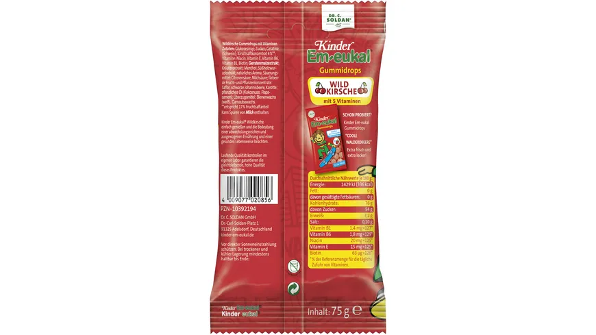 Kinder Em-eukal Gummidrops zuckerhaltig 75 g