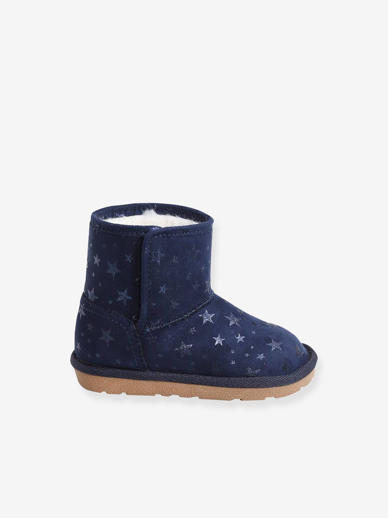 Vertbaudet Gefütterte Mädchen Baby Winterstiefel - camelfarben glanzeffekt