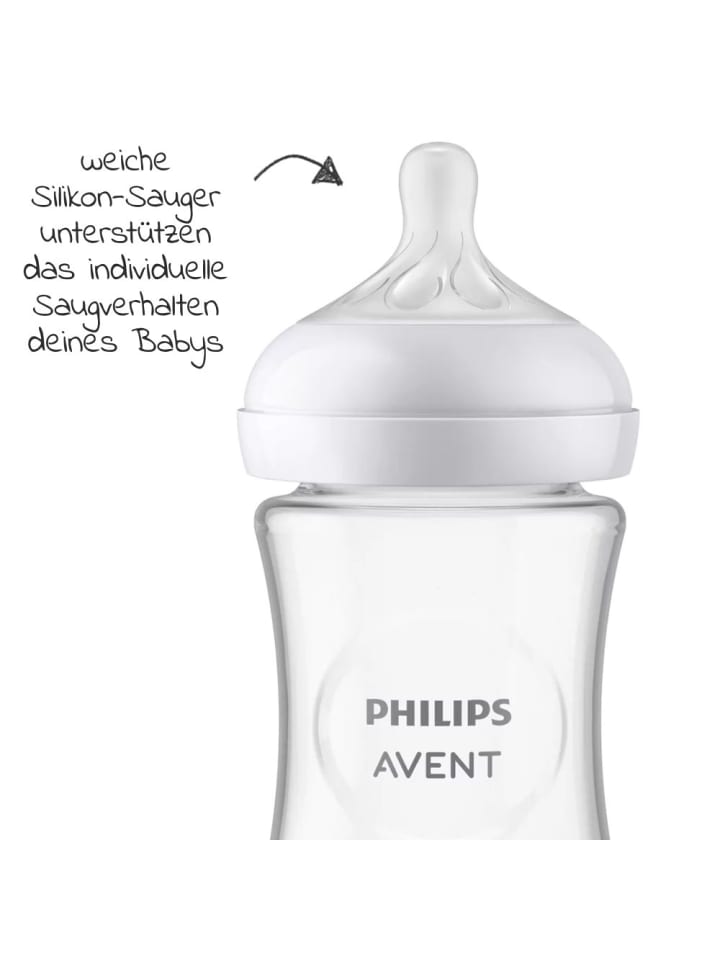 Philips Avent Glas-Flasche 2er Pack Natural Response 240ml   Silikon-Sauger in weiss günstig kaufen onesize