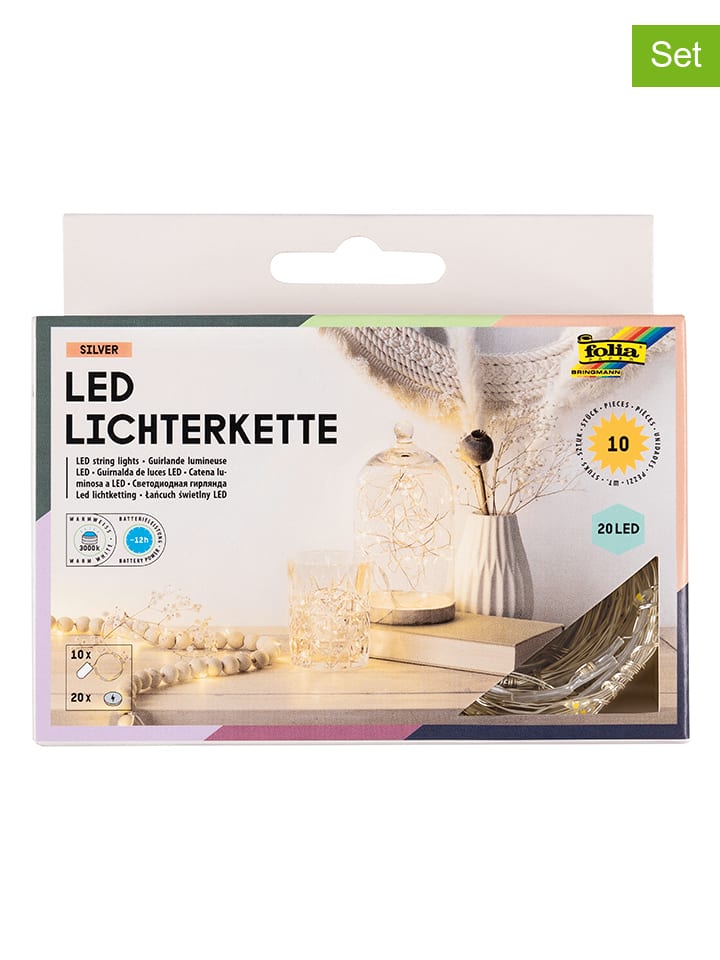 folia PAPER 10er-Set: LED-Lichterketten in Weiß günstig kaufen onesize