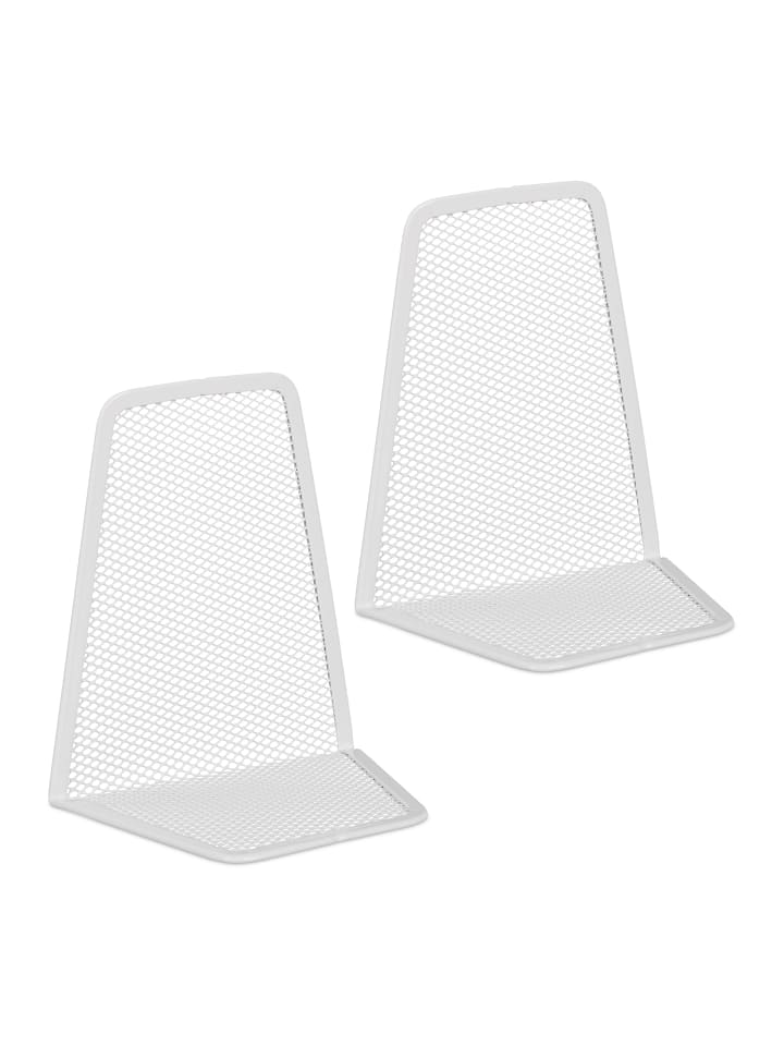 relaxdays 2 x Buchstütze in Weiß - (B)9 x (H)14 x (T)12 cm günstig kaufen onesize