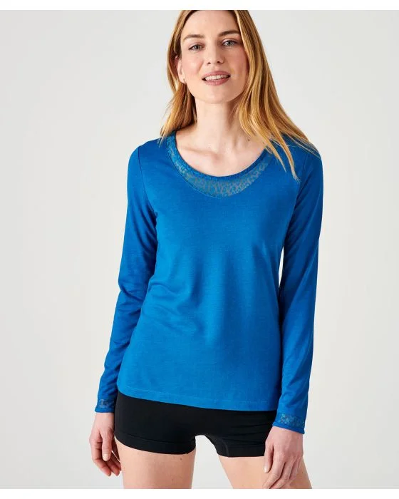 T-shirt Thermol'love empiècement tulle animalier