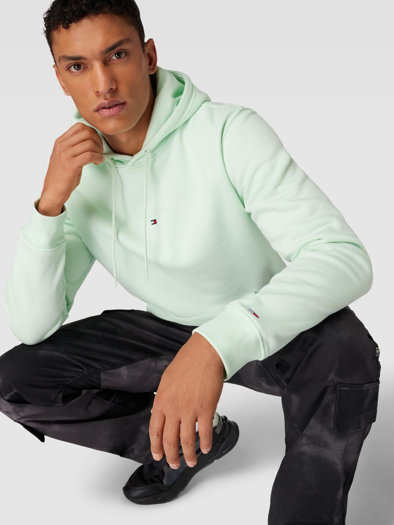 Hoodie mit Logo-Stitchings in mint