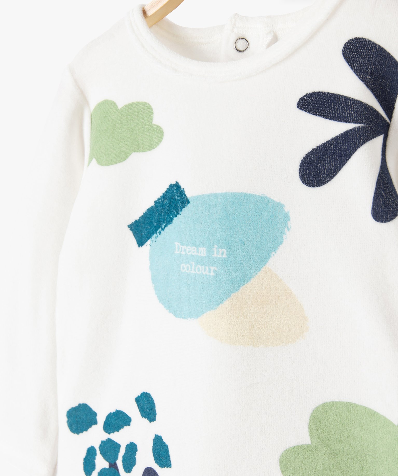 Pyjama en velours 2 pièces dépareillés bébé ecru | GEMO