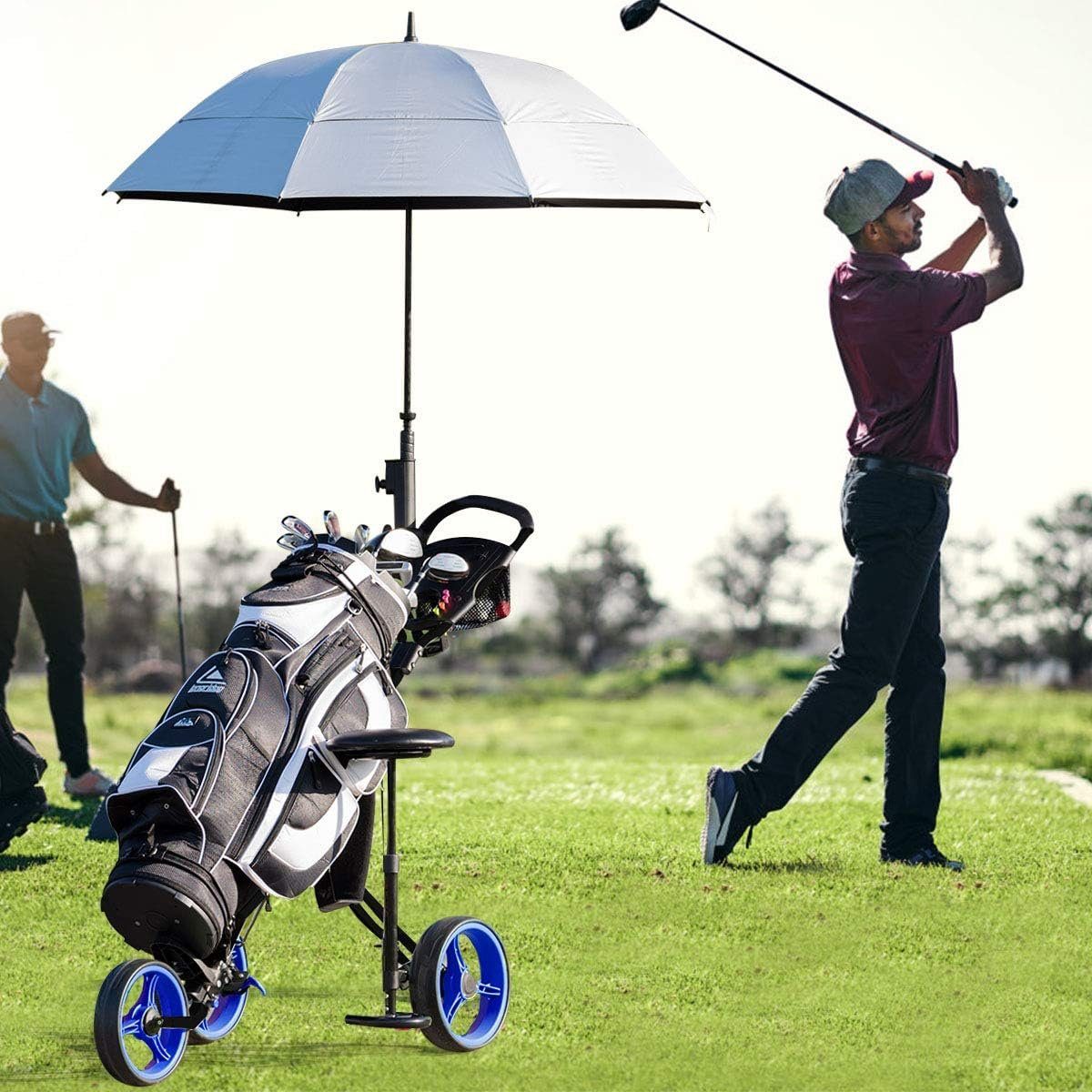 KOMFOTTEU Golftrolley Golfwagen, klappbarer Golf-Push-Pull-Wagen