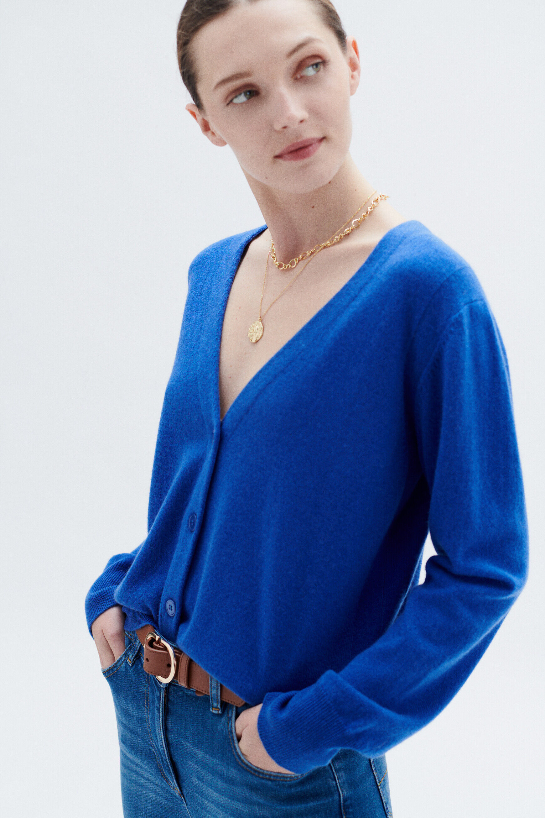 Gilet megane bleu electrique femme