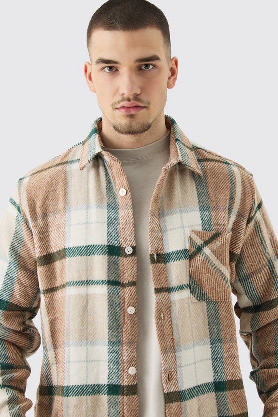 Tall langärmliges kariertes Overshirt