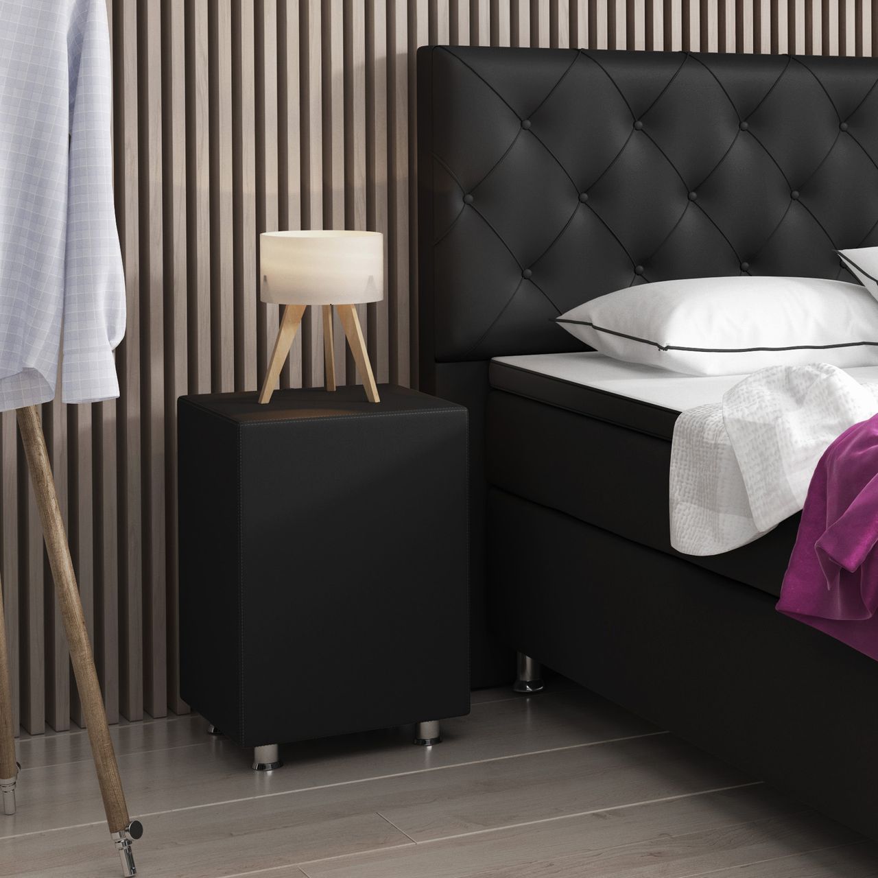 IHG IHG Nachttisch Hocker Kara Kunstleder schwarz