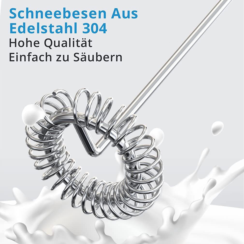 Mutoy Milchaufschäumer Milchaufschäumer,Elektrischer Stab Milchaufschäumer mit 14.200 U/min, Spezialspirale,leichte Reinigung,Cappuccino Shakes Cocktails Dressings