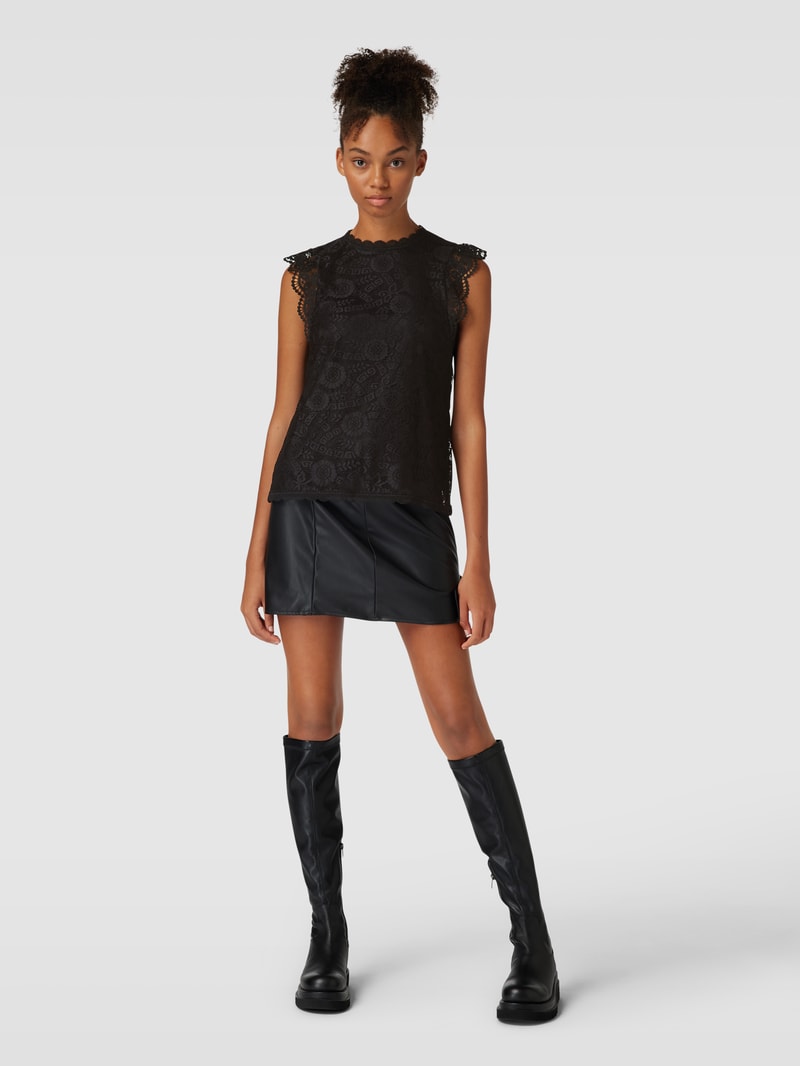 Blusenshirt mit Spitzenbesatz Modell 'COLLINE' in schwarz