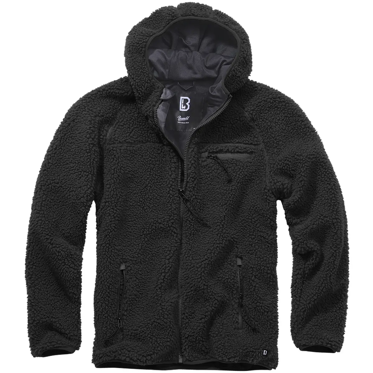 Teddyfleece Worker Jacke mit Kapuze schwarz