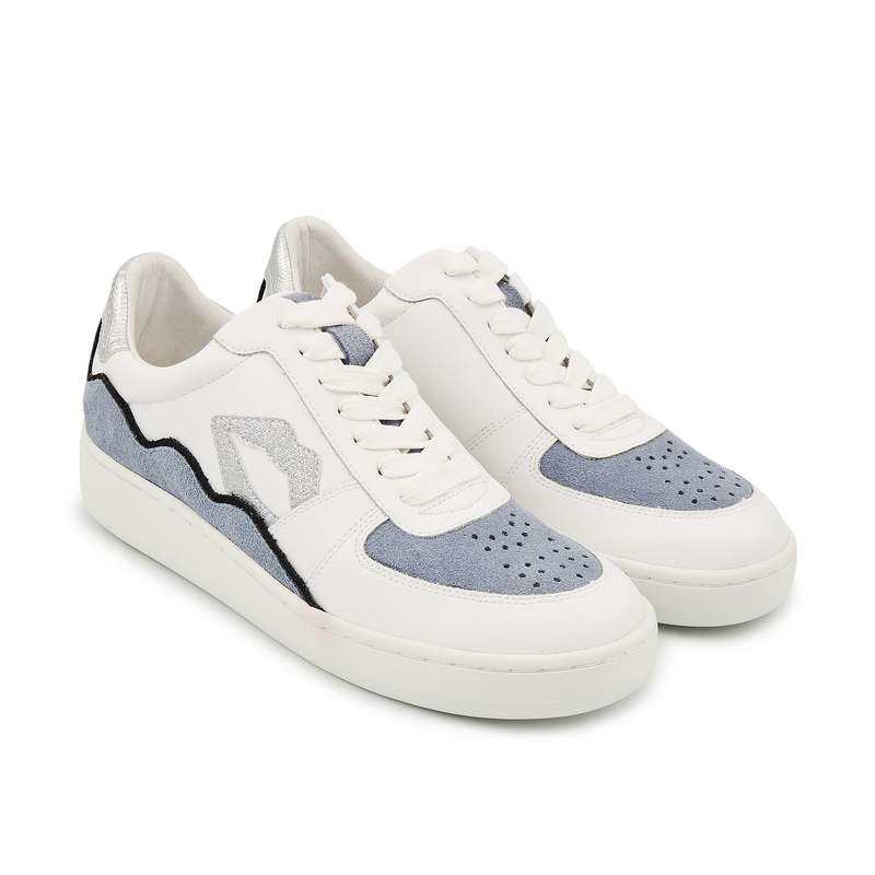 Baskets en cuir Loulou blanc silver suede