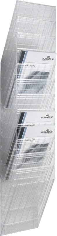 DURABLE Flexiboxx Wandprospekthalter DIN A4 Polystyrol Transparent 24 x 13,5 x 111,5 cm
