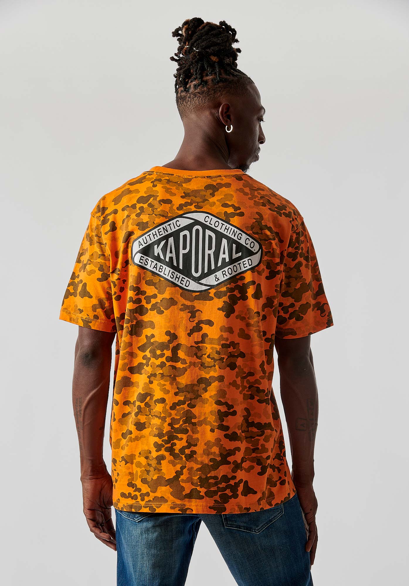 RAMON  T-shirt orange camouflage Homme 100% coton