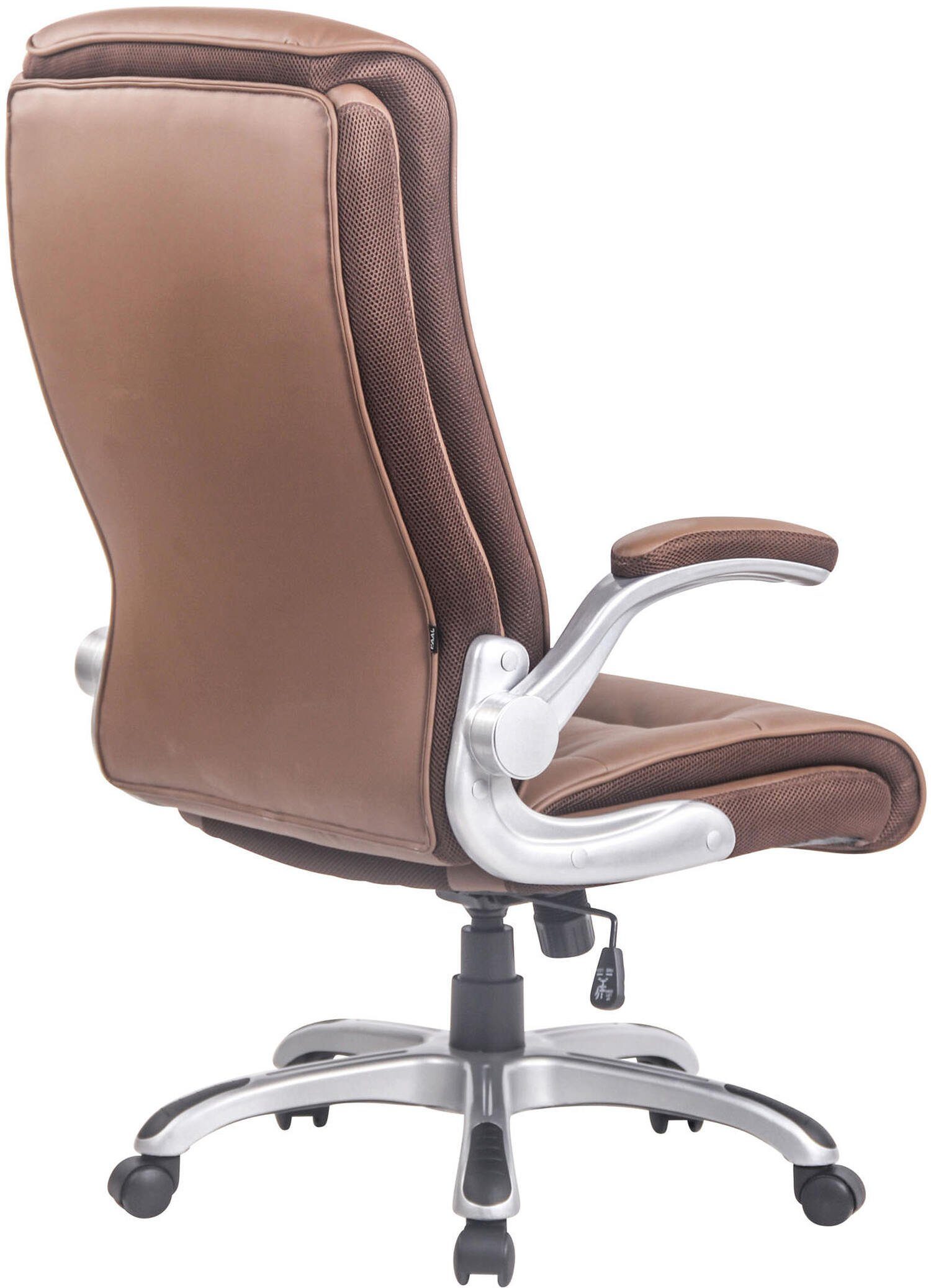TPFLiving Bürostuhl Vila mit bequemer ergonomisch geformter Rückenlehne (Schreibtischstuhl, Drehstuhl, Chefsessel, Bürostuhl XXL), Gestell: Kunststoff silber - Sitzfläche: Kunstleder hellbraun