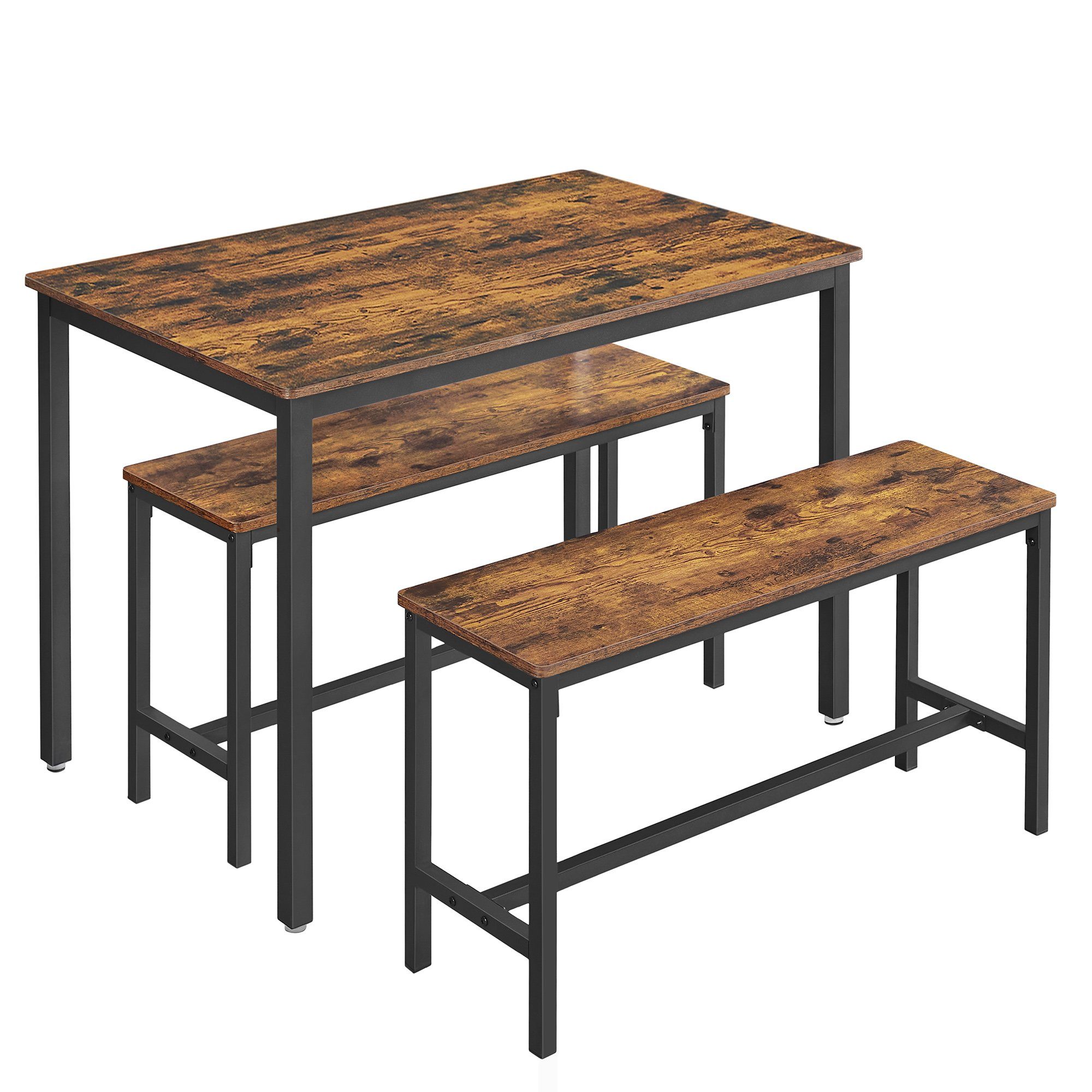 VASAGLE Essgruppe, (Set, 3-tlg), Küchentisch 70 x 110 x 75 cm, 2 Bänke je 30 x 97 x 50 cm