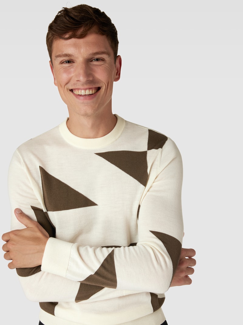 Strickpullover mit Allover-Muster in offwhite