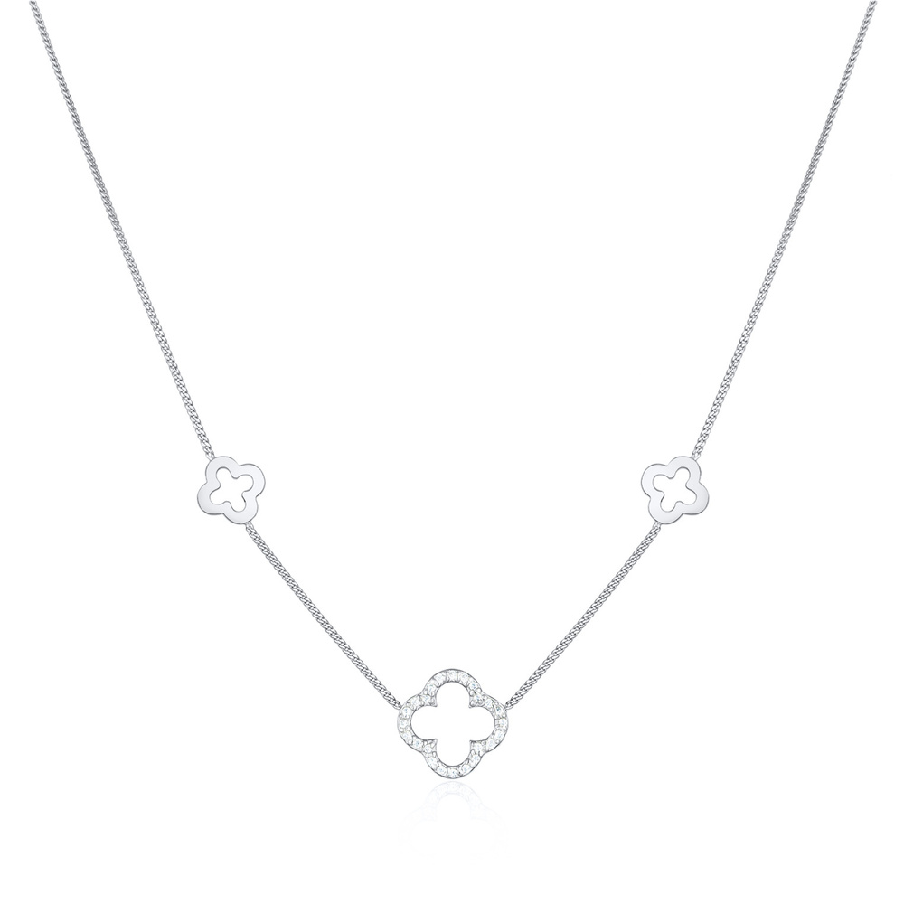 Elli Elli Collier Femmes symbole trèfle chance avec zirconia en argent sterling 925 collier