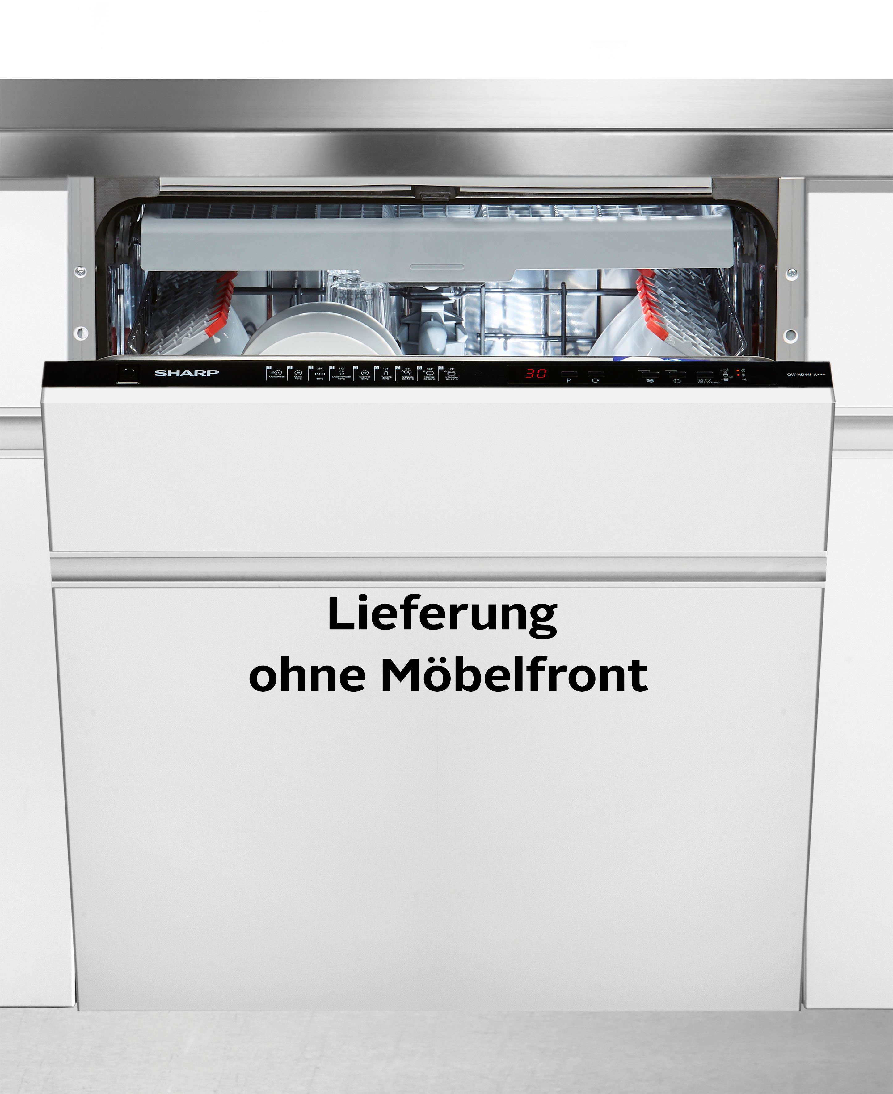 Sharp vollintegrierbarer Geschirrspüler, QW-HD44ID-DE, 9 Maßgedecke
