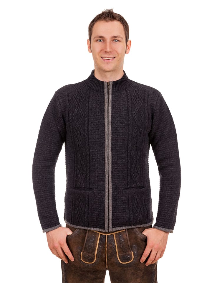 Edelnice Edelnice Trachten Strickjacke Helmut dunkelgrau in dunkelgrau günstig kaufen 54
