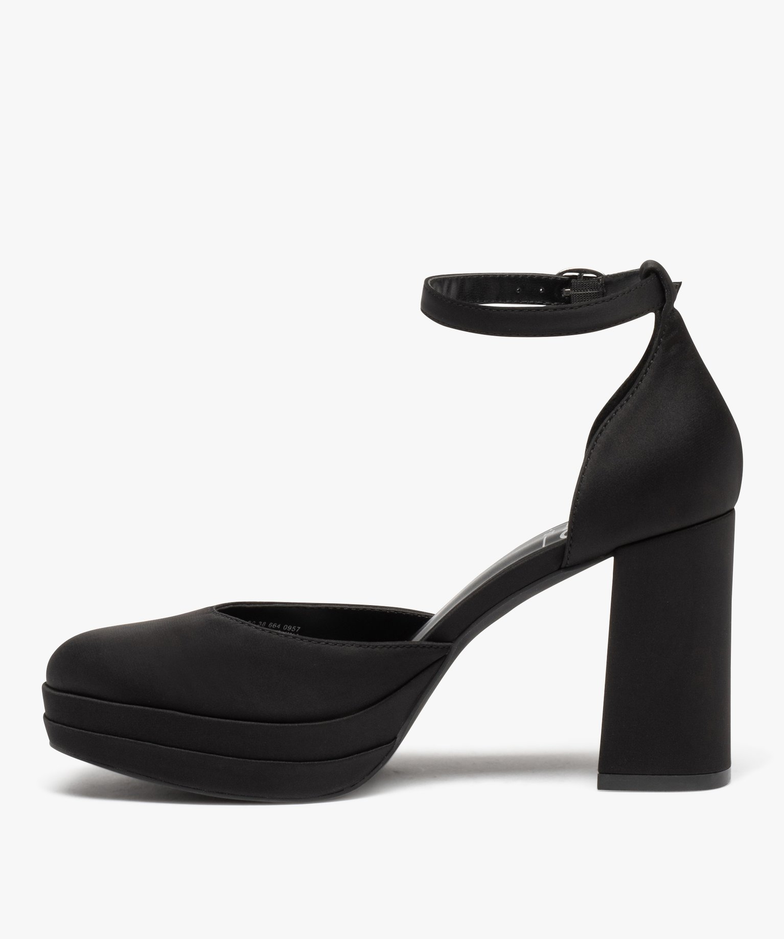 Escarpin en satin avec plateforme et talon haut femme noir | GEMO