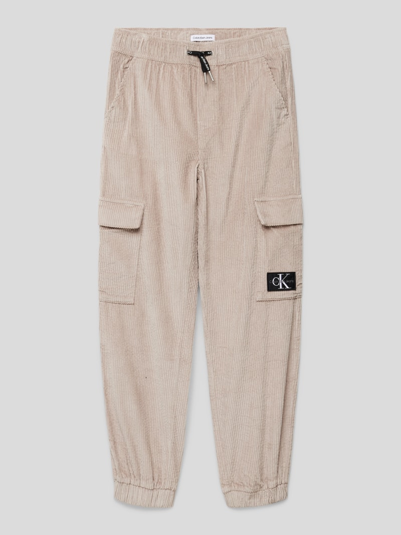 Jogpants mit Cargotaschen Modell 'CORDUROY' in stein