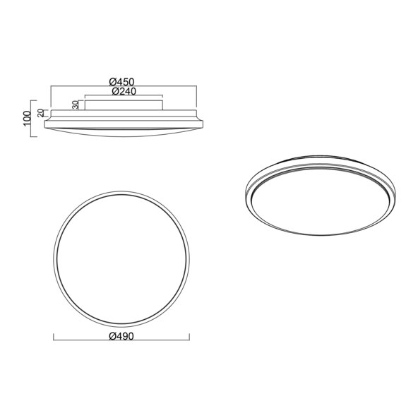 LED-Deckenleuchte Tilion, 21 W, 2.500 lm, Ø 50 cm