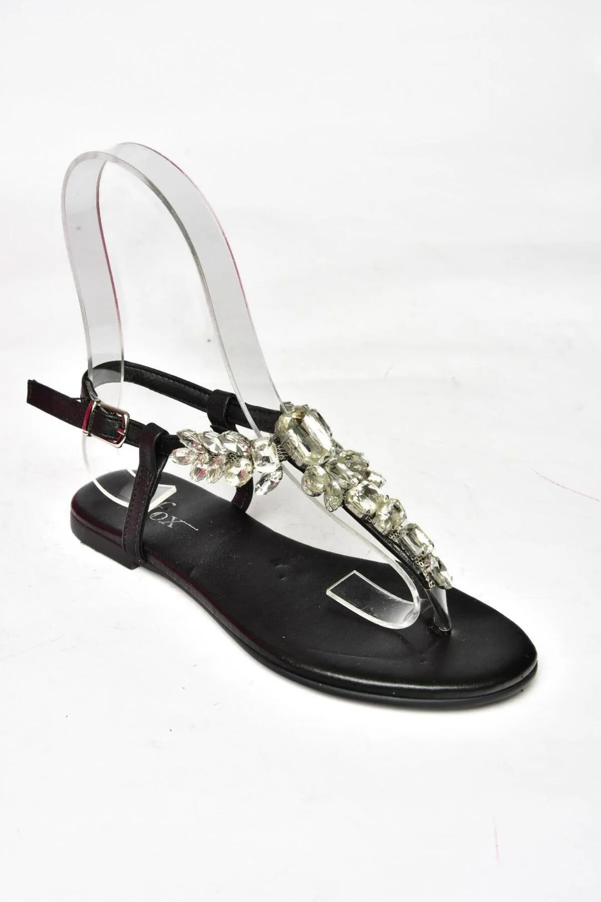 Fox Shoes  Schwarze Stein-Flip-Flops für Damen, Sandalen M272006009