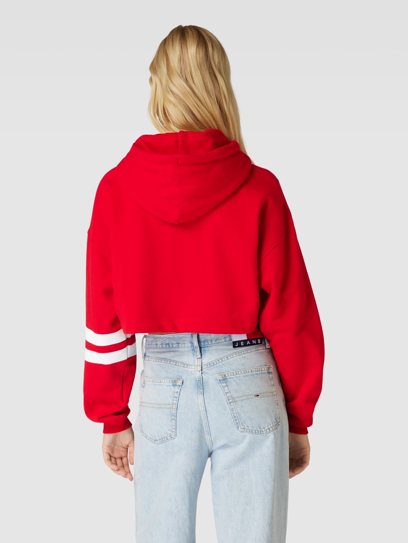 Cropped Hoodie mit Logo-Badge Modell 'LETTERMAN FLAG' in rot