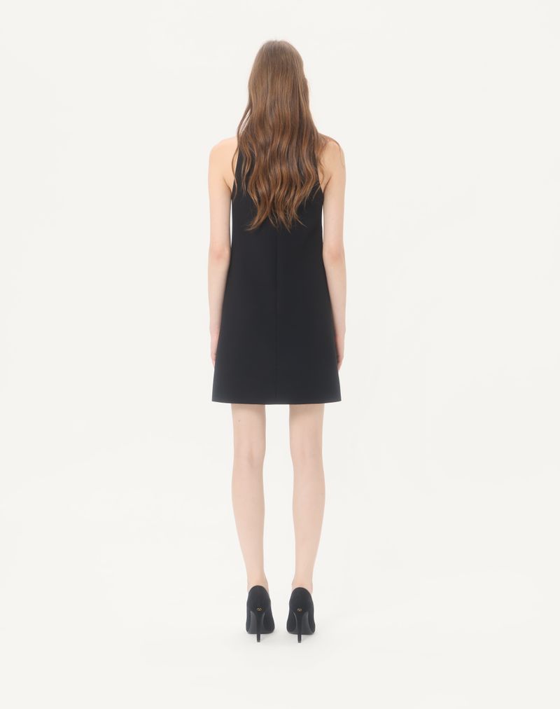 Vestido curto de crepe bordado de alta costura