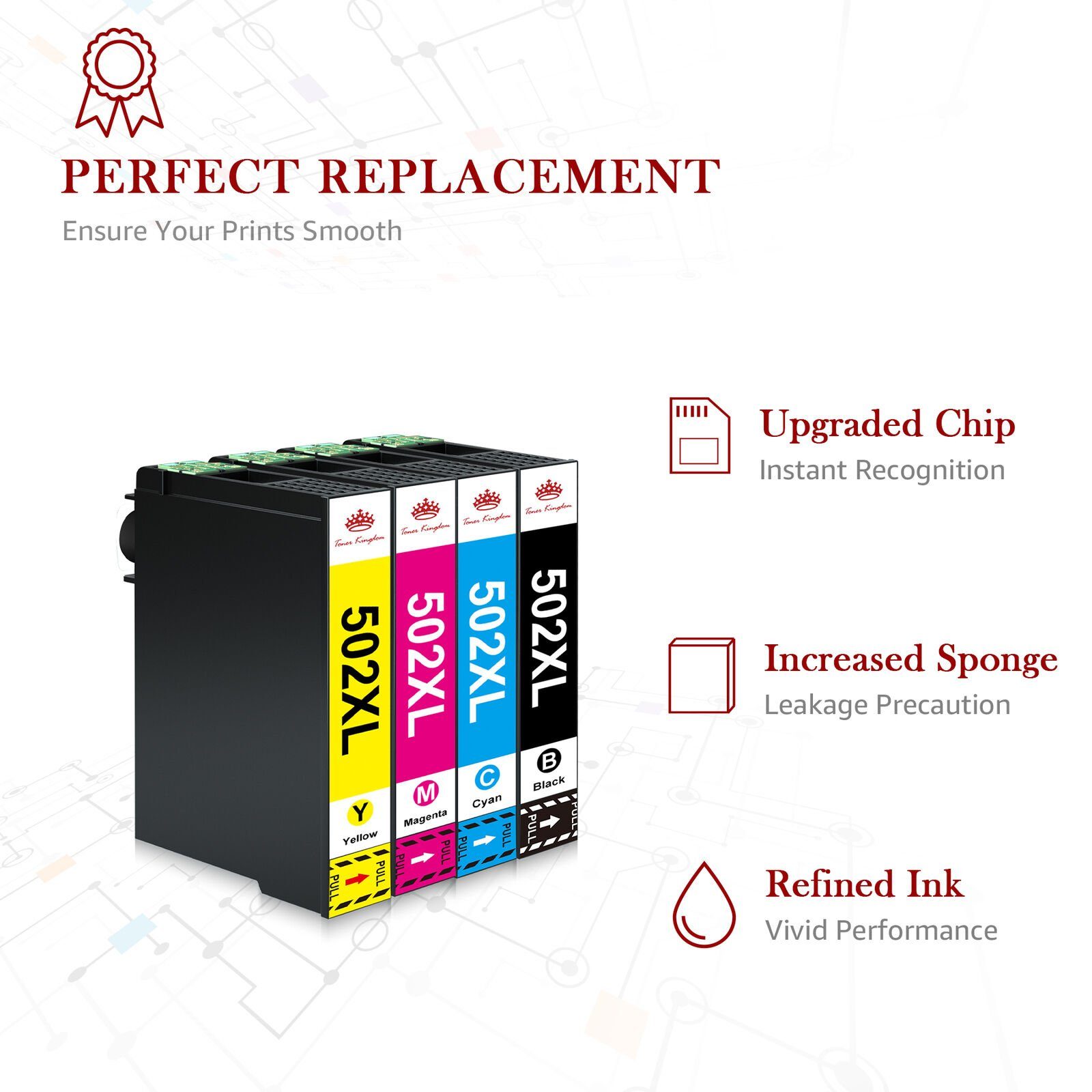 Toner Kingdom 502 druckerpatrone für Epson 502xl Multipack Patronen Tintenpatrone (für WF-2860 WF-2865 XP-5100 XP-5105)