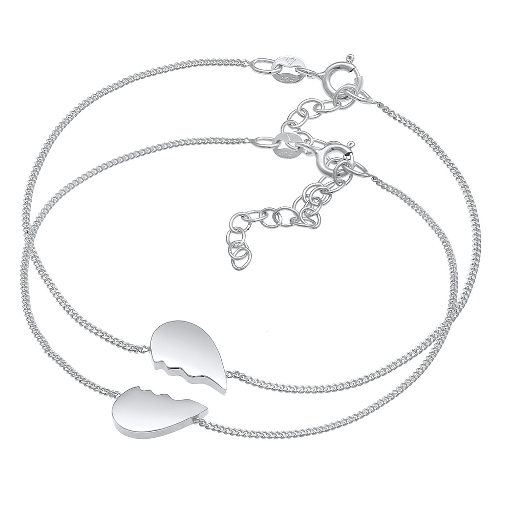 Elli Elli Bracelet Coeur de dame en demi-amitié Love Bond ajustable en argent sterling Bracelet
