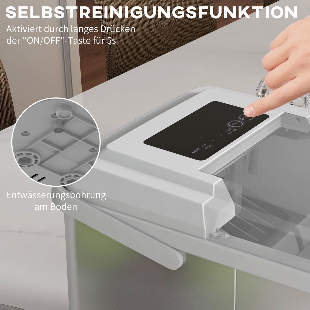 HOMCOM Eiswürfelmaschine Ice Maker 9 Würfel in 6-13 Minuten fertig 12 KG in 24 H