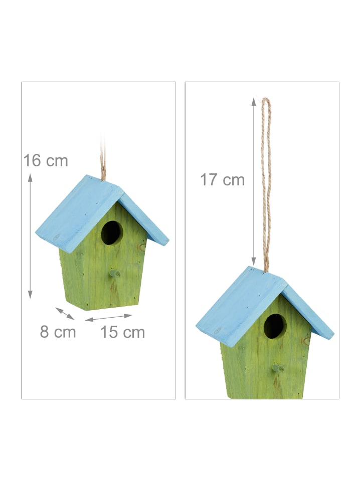 relaxdays Deko Vogelhaus in Grün - (B)15 x (H)16 x(T)8 cm günstig kaufen onesize