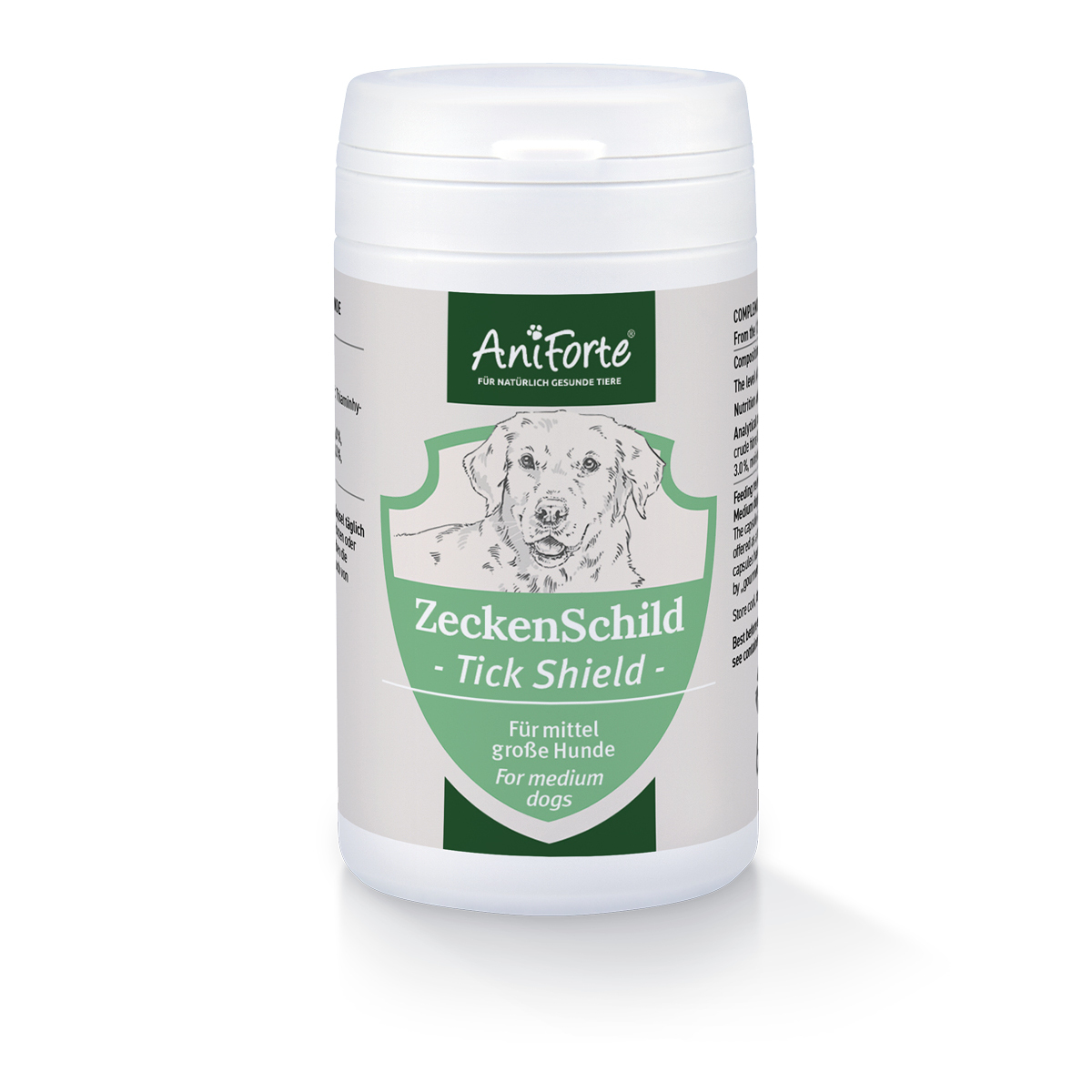 Aniforte Ergänzungsfutter & Aufzucht Aniforte Zecken Schild (10 bis 35kg) für Hunde 60 Kapseln
