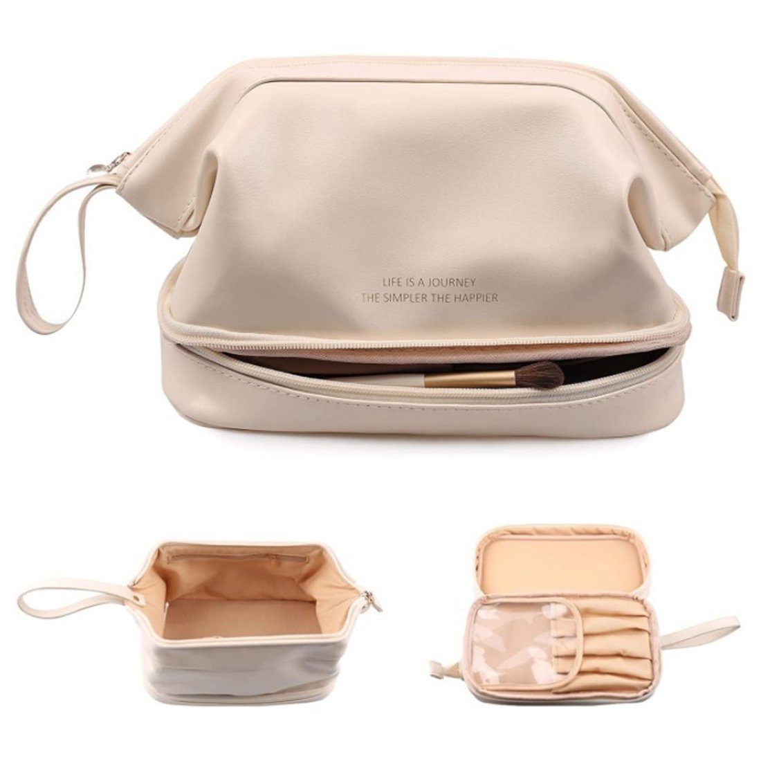 Haiaveng Kosmetiktasche Aufbewahrungstasche,Kosmetiktasche Damen, Multifunktionale Schminktasche mit Doppeltem Design