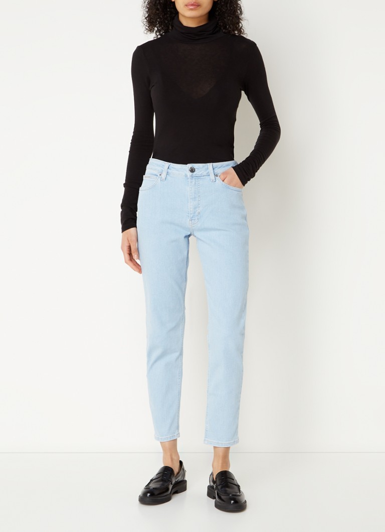 Pantaloni scurți conici cu talie medie Calvin Klein din denim deschis
