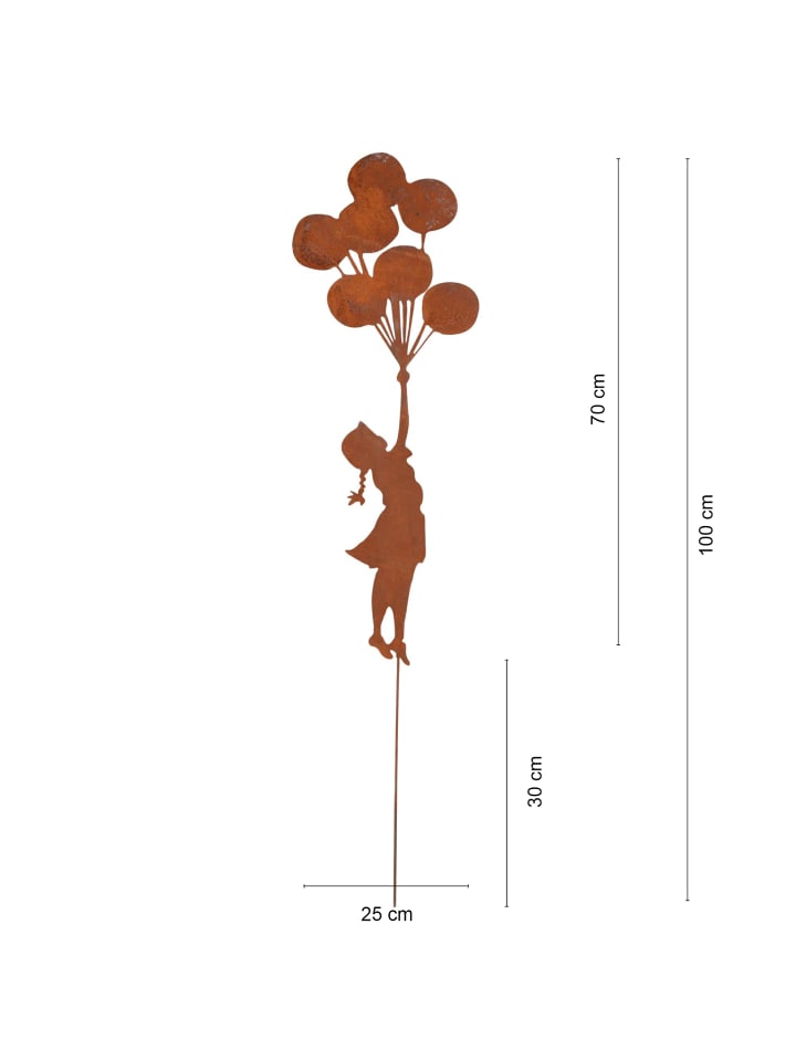 UNUS Gartenstecker Rost Mädchen mit Ballons in Braun günstig kaufen onesize