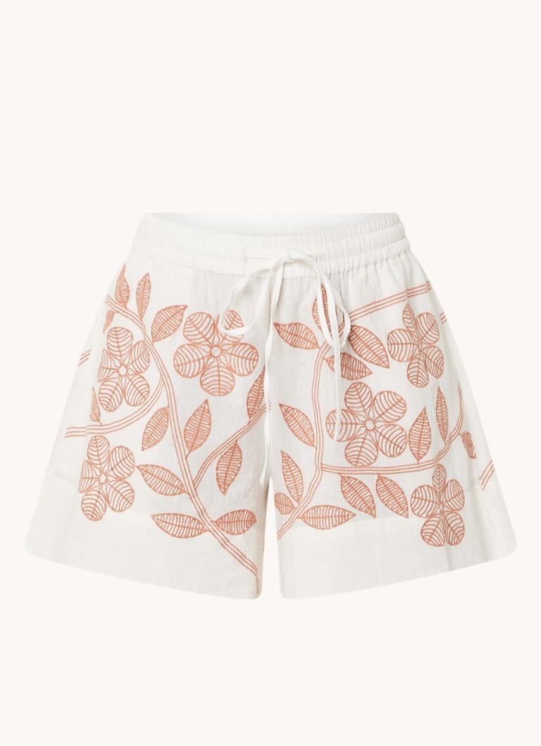 Pantaloni scurți din in Sofie Schnoor, cu talie medie și talie largă pe picioare.