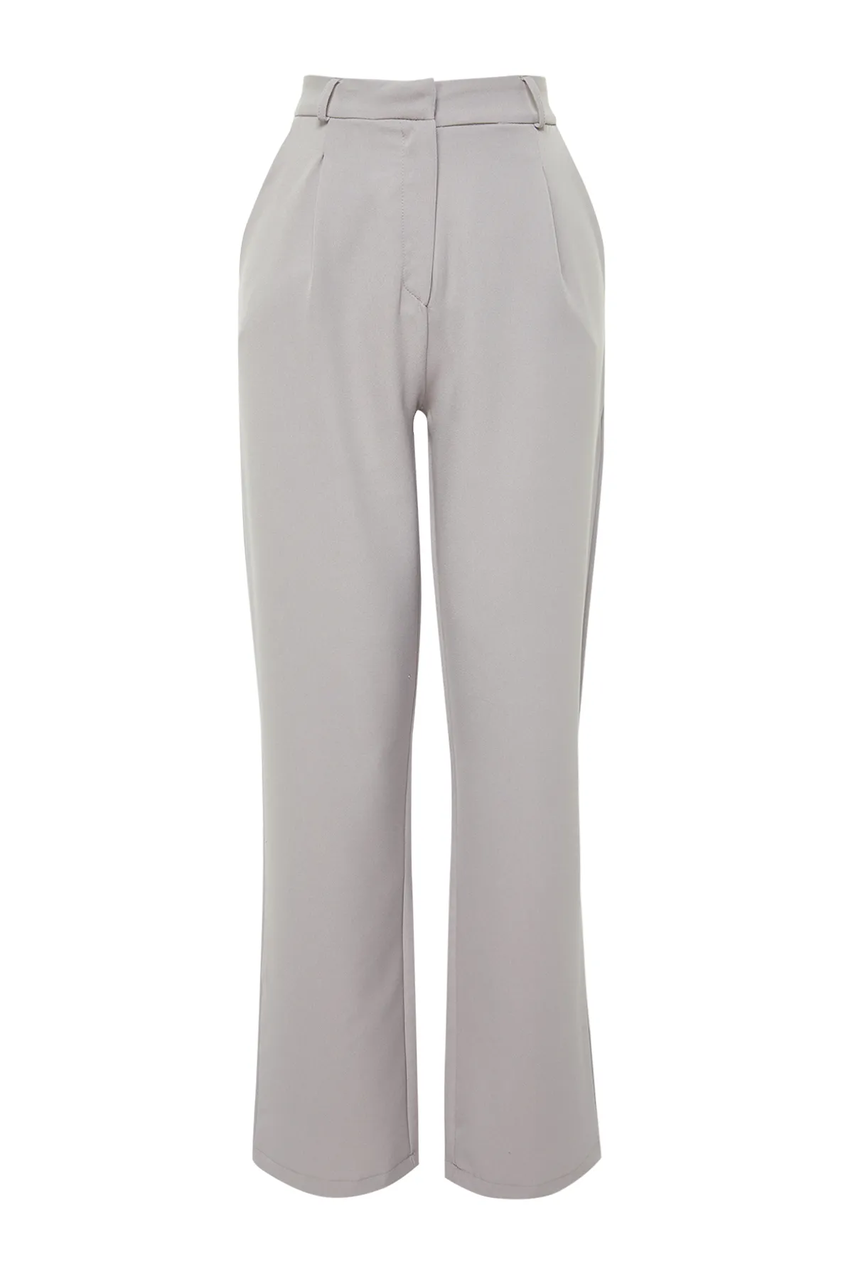 Trendyol Collection  Graue, plissierte Webhose mit weitem Bein TWOSS21PL0155
