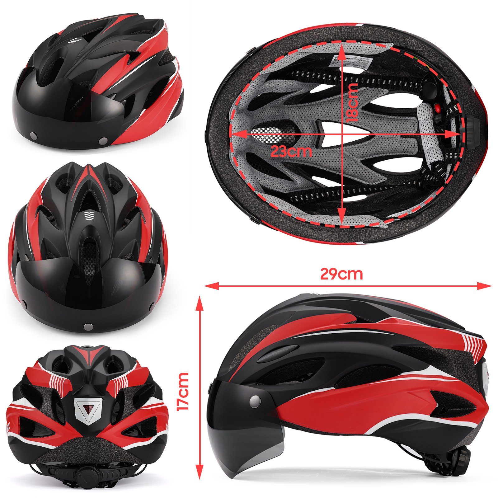 iceagle Fahrradhelm Radhelm Cityhelm mit integriertem LED-Rücklicht 58-62cm (Leichter Fahrradhelm für Erwachsene – Fahrradhelm für Männer und Frauen, bequem mit Polstern, 1-tlg., Leichter, Optimal Belüfteter & Stoßdämpfend, hochschützend), mit integr