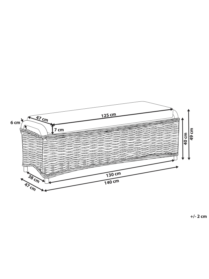 Beliani Gartenbank SUSUA in /Weiß - (W) 140 x (H) 49 x (L) 47 cm günstig kaufen onesize