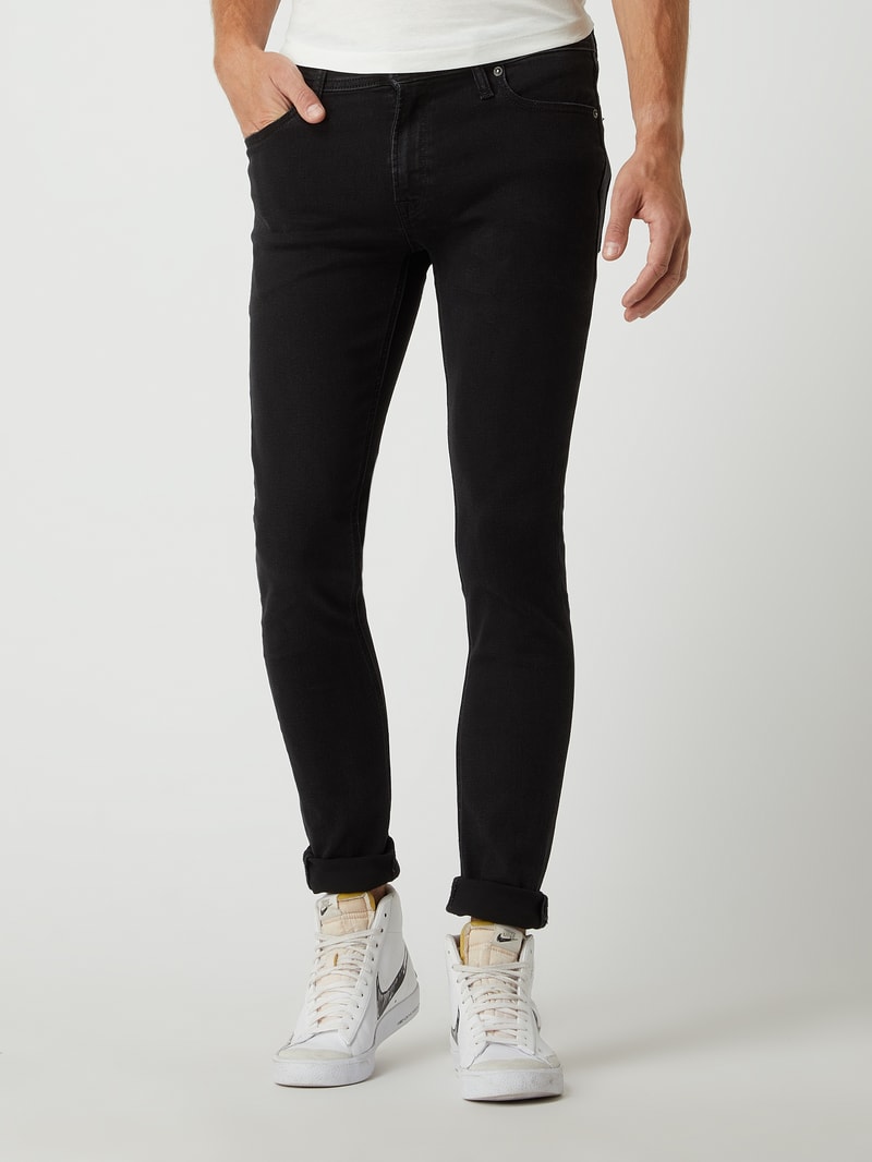 Skinny Fit Low Rise Jeans mit Stretch-Anteil Modell 'Liam' in schwarz
