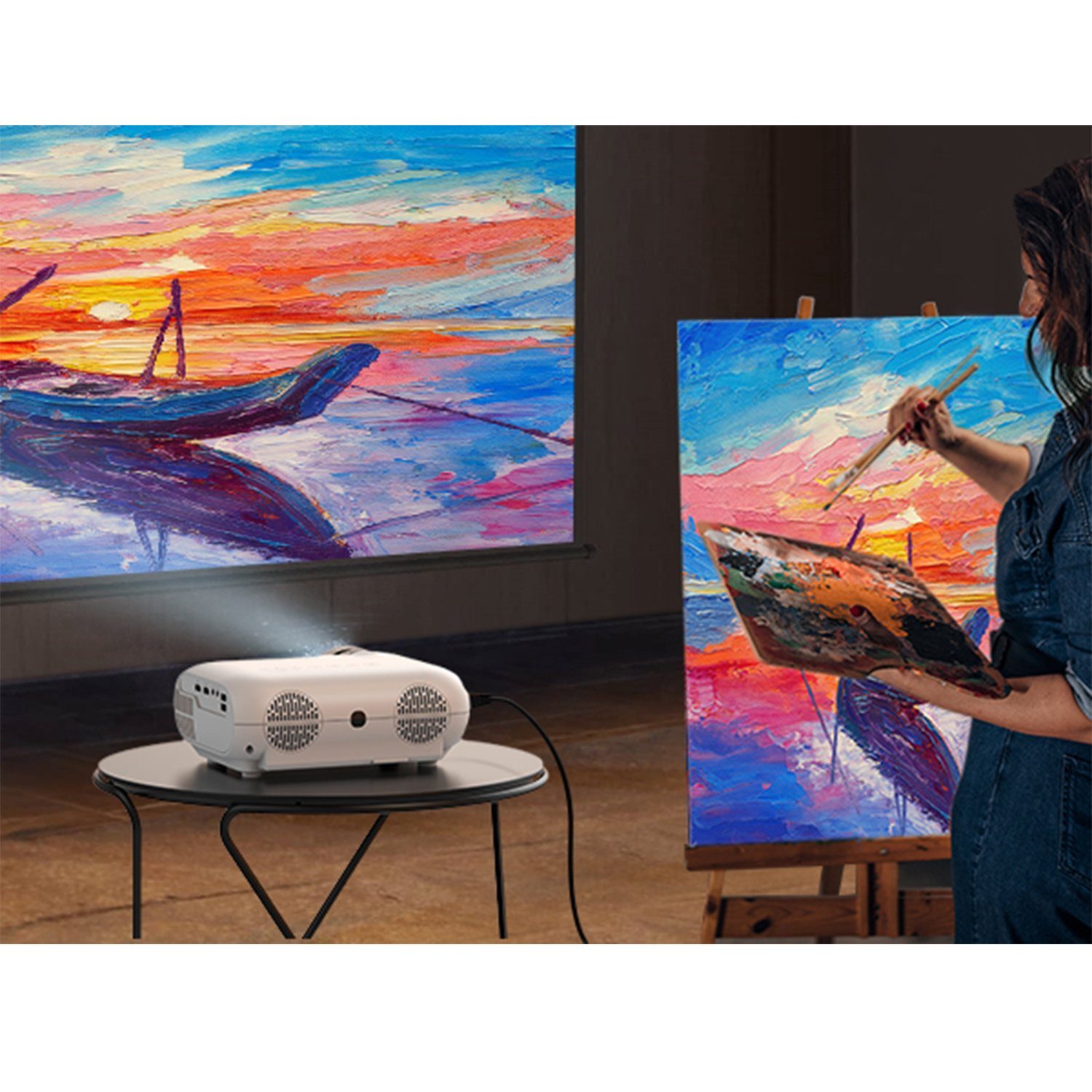 Ultimea Apollo P20 Native 1080P Beamer (10000 lm, 10000:1, 1920 x 1080 px, 4K Heimkino Unterstützt,Bluetooth Beamer, Outdoor Beamer)