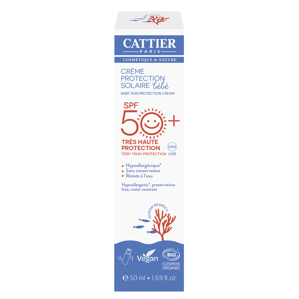 cattier Crème protection solaire bébé SPF 50+ -50ml Soins solaires