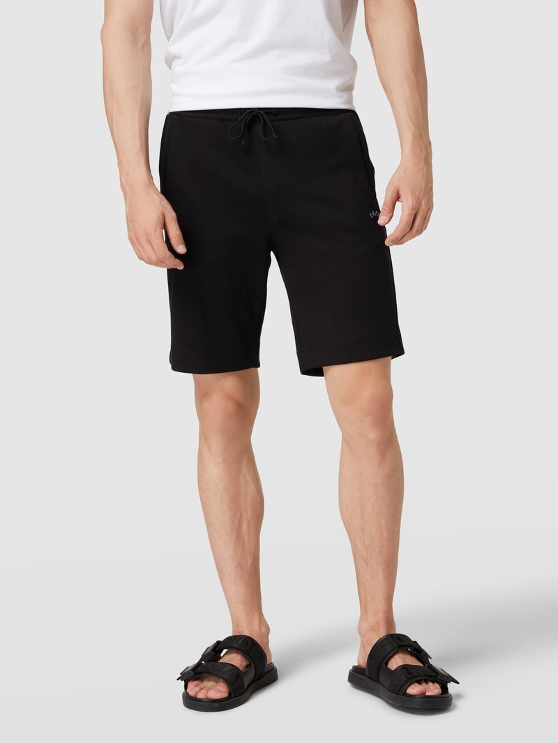 Sweatshorts mit Logo-Print Modell 'Headlo Curved' in schwarz
