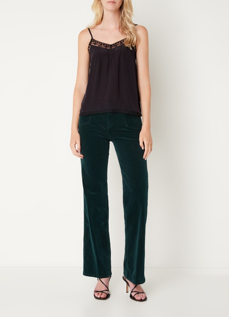 Gerard Darel Clara silk spaghetti top with lace